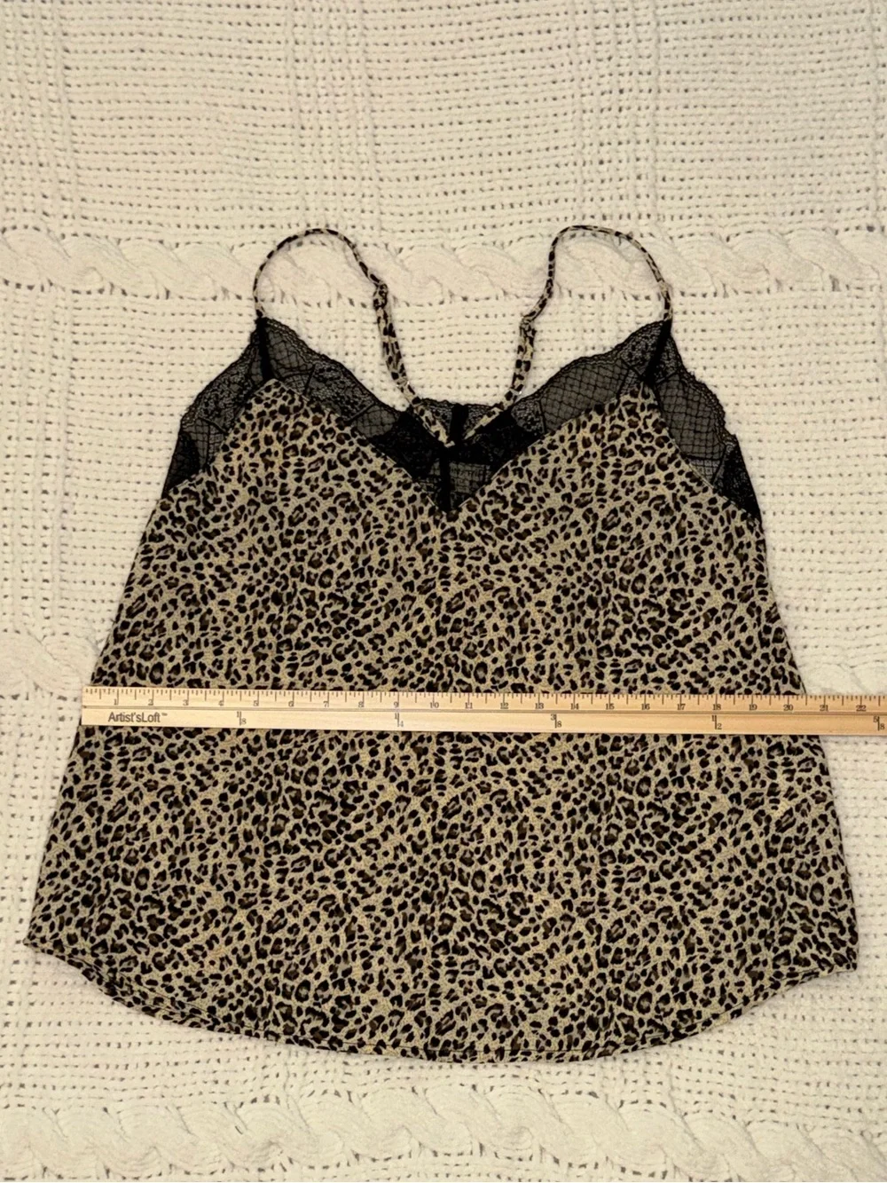 Leopard Print Lace Cami with black lace